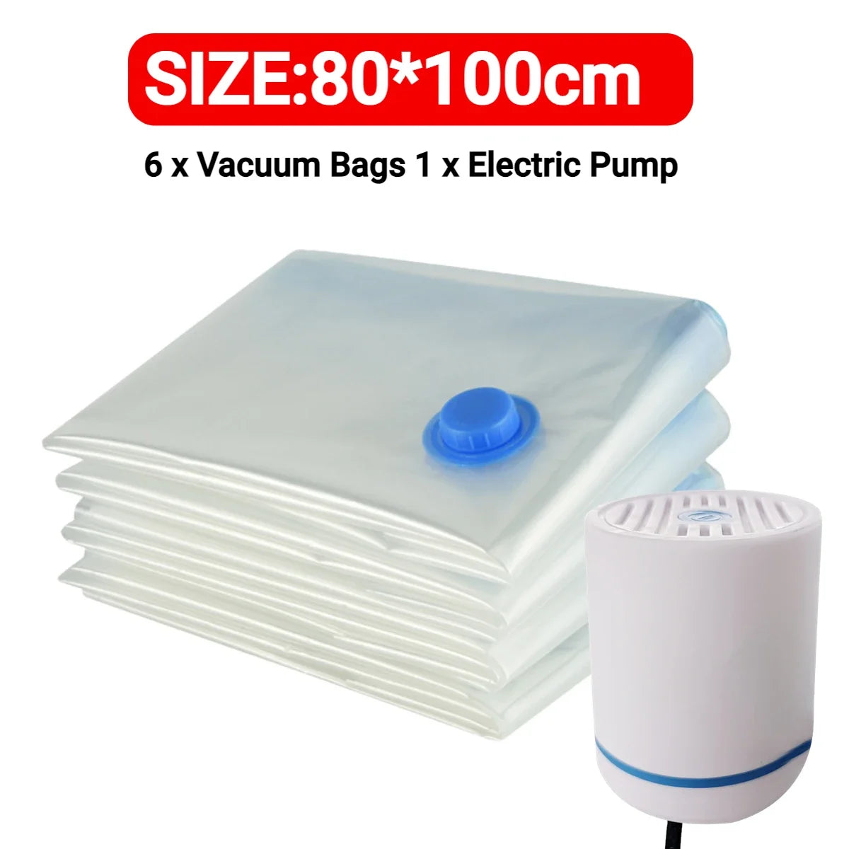 7 Sizes Reusable Vacuum Bags with Electric Pump Vacuum Compression Sealer Bag Mini Vacuum Sealer Machine for Clothes Organizer