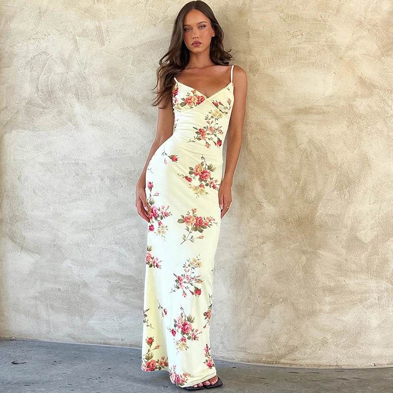 Dulzura Y2K Floral Backless Maxi Dress - P12 Hub Europe