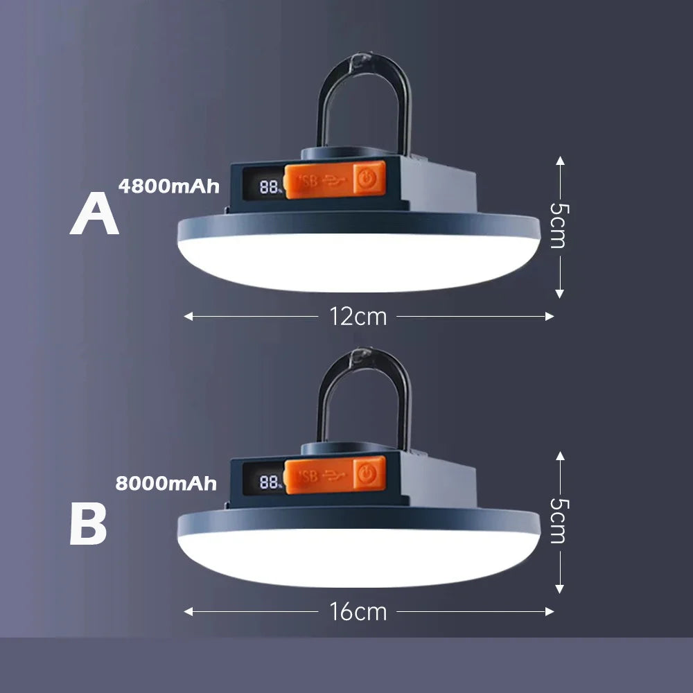 Rechargeable LED Camping Light with Magnetic Absorption Dual-Use Power Bank Hanging Lamp Emergency Lighting