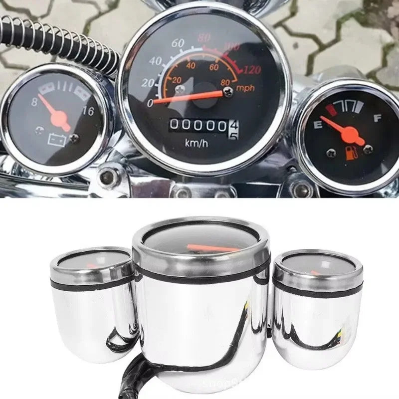 Motorcycle Instrument Digital Tachometer Speedometer Odometer Meter Motorbike Voltmeter Fuel Gauge Kit Fits For Universal