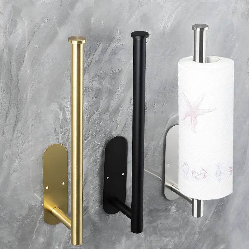 Stainless Steel Paper Towel Holder for Bathroom Kitchen No Punch Wall Mount Tissue Towel Roll Self Adhesive Toilet Storage Rack - P12 Hub Europe