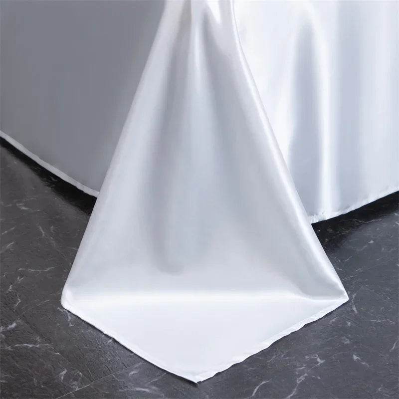 Silky Cooling Bed Sheet with 2 Pillow Cases Luxury Ice Silk Feel Twin Queen Flat Sheet Set Soft and Hypoallergenic Satin Sheets - P12 Hub Europe