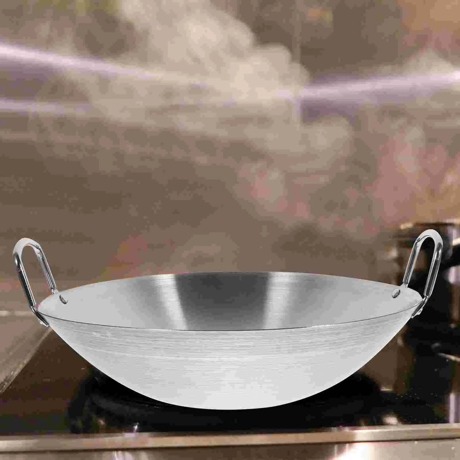 Round Bottom Kitchen Utensil Stainless Steel Wok Fry Pot Cooking Pan Kitchen Utensil Gas Stove Compatible Cookware Dining Bar - P12 Hub Europe