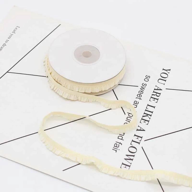 5yards 1cm Pleated Stretch Lace Trim Ribbon Ruffled Elastic Band Headdress Gift Box Bow Decorative DIY Craft Supplies - P12 Hub Europe