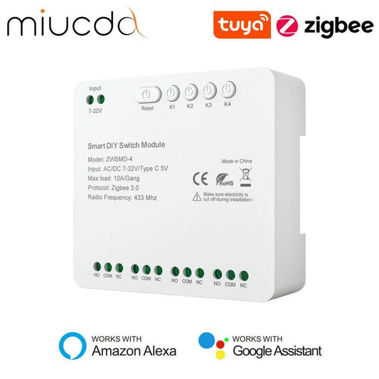Relay Switch Tuya Zigbee 4CH | RF433 Work with Alexa and Google - P12 Hub Europe