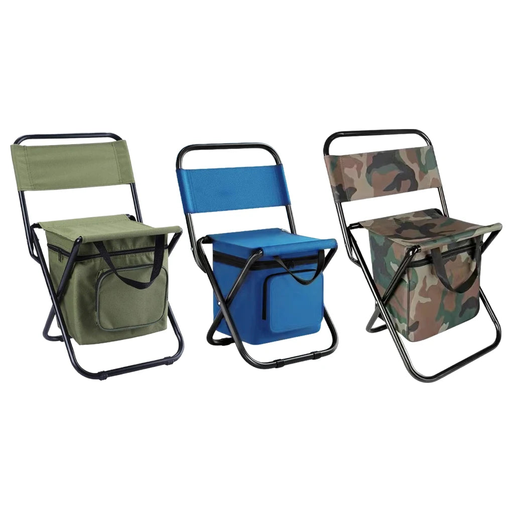 Fishing Stool Detachable Portable Folding Chair Beach Camping Chair with Cooler Bag Backrest Lightweight Outdoor Folding Chair