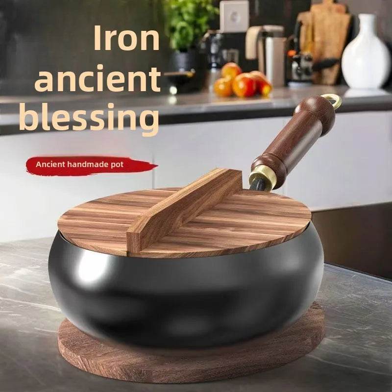 Ancient method big belly iron pot for household use, pure hand made iron stew wok, non stick smooth small iron pot - P12 Hub Europe