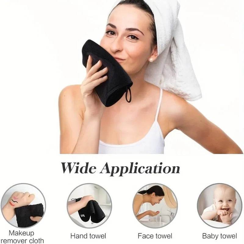 10pcs Retro Space Theme Square Microfiber Towel - Super Absorbent, Soft Exfoliating Makeup Remover, Household Black Towel Cloth - P12 Hub Europe