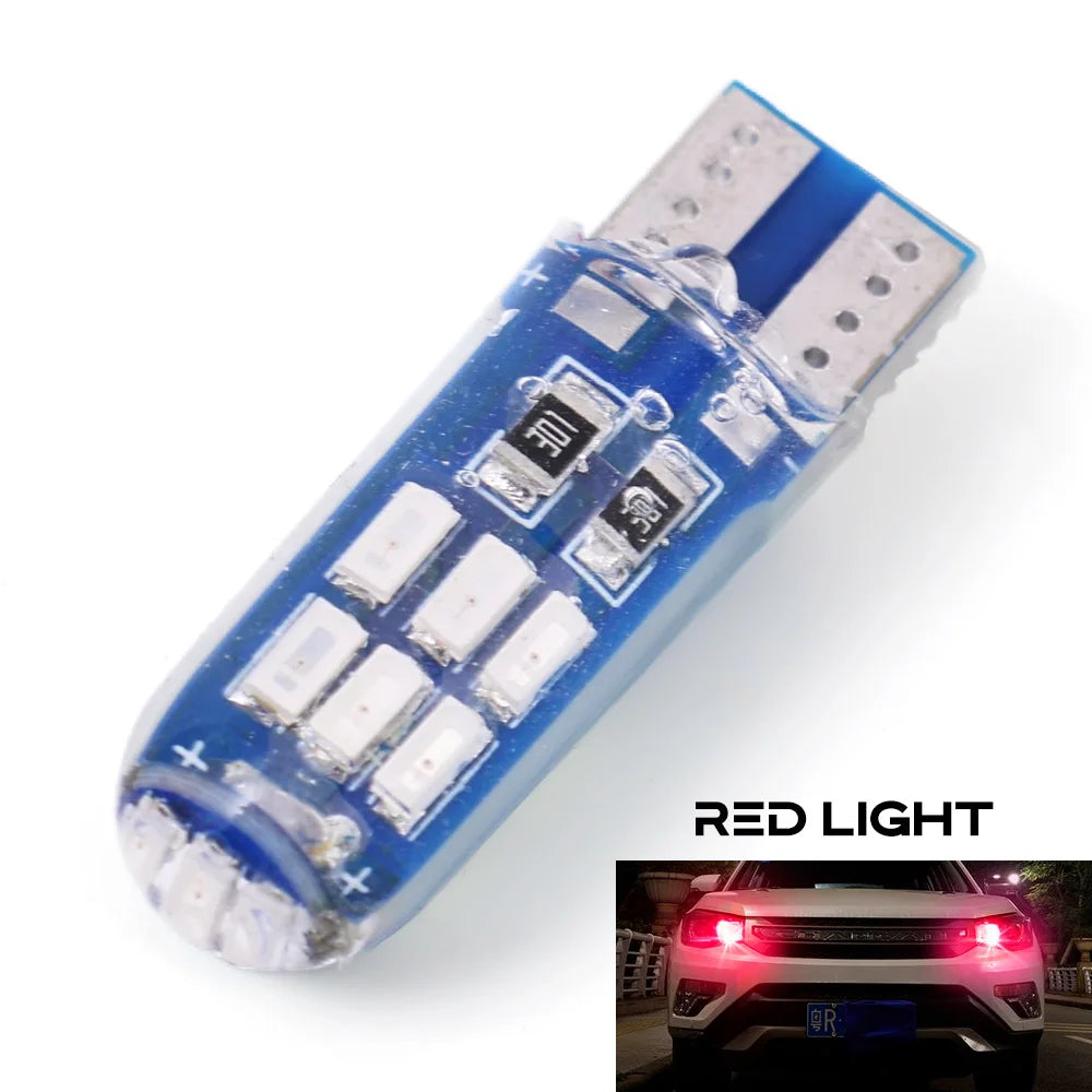 T10 Car LED Signal Lamp 12V 4014 Waterproof Heatproof W5W Clearance Headlamps 6000K Reading Lamp Silicone License Plate Lights