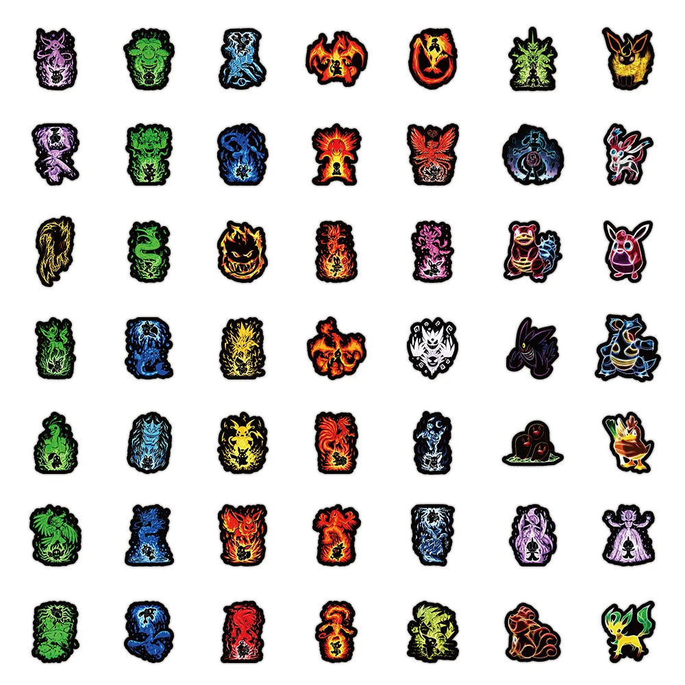 10/30/50/100pcs Kawaii Neon Pokemon Anime Stickers Pikachu Decals Laptop Skateboard Car Phone Motorcycle Kid Cartoon Sticker Toy