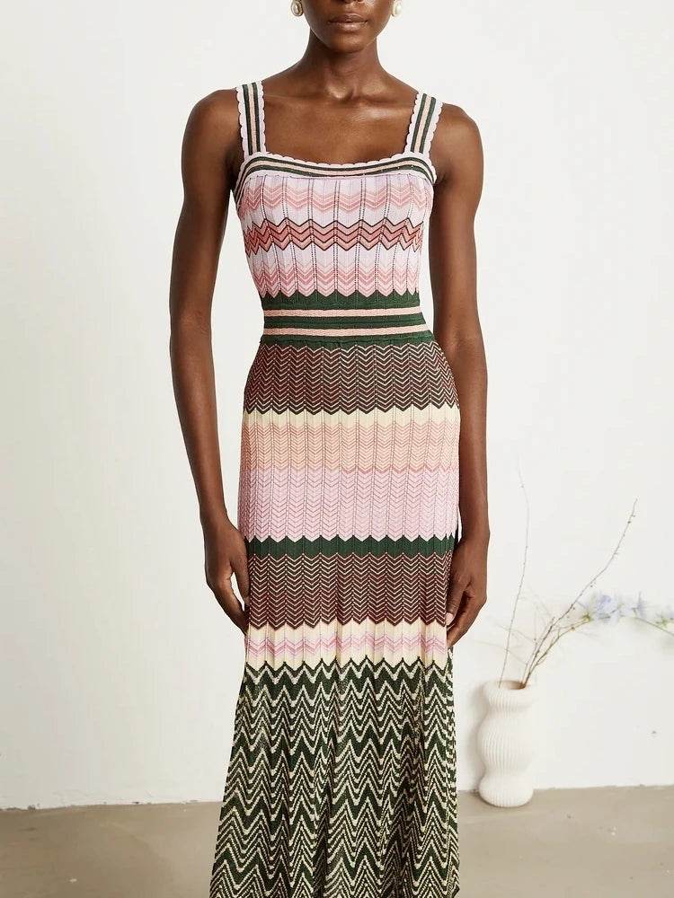 African Knitted Maxi Dress - Boho Vacation & Vintage Style - P12 Hub Europe