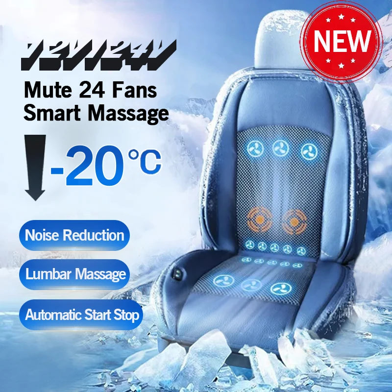 Cooling Car Seat Cushion 8/16/24 Fans Massage 12V Car Summer Cool Cushion Fan Blowing Ventilation Seat Covers Automatic Switch