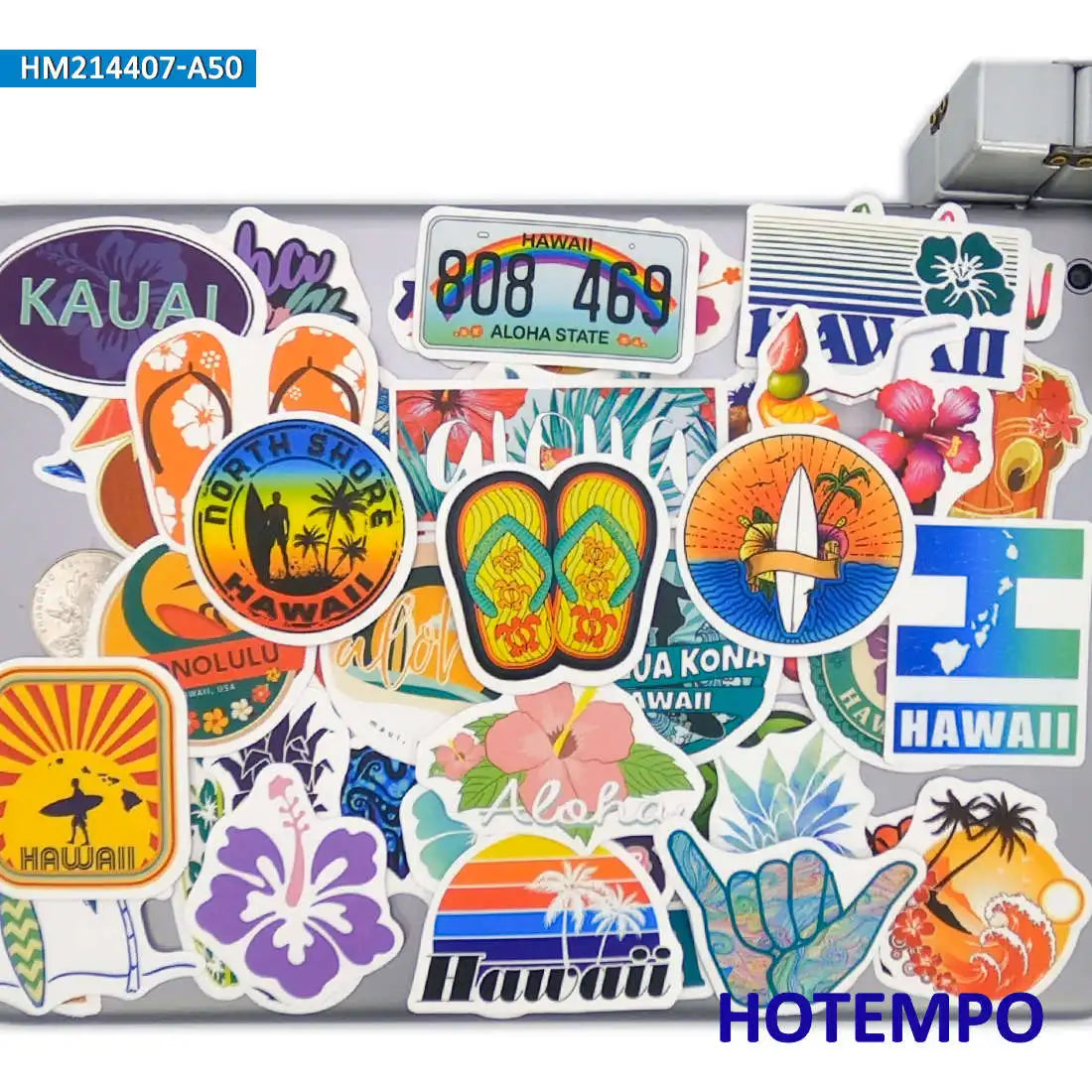 50Pieces Florida Miami Summer Sunshine Beach Surf Travel Stickers for Journal Luggage Guitar Car Bike Phone Laptop Sticker Toys
