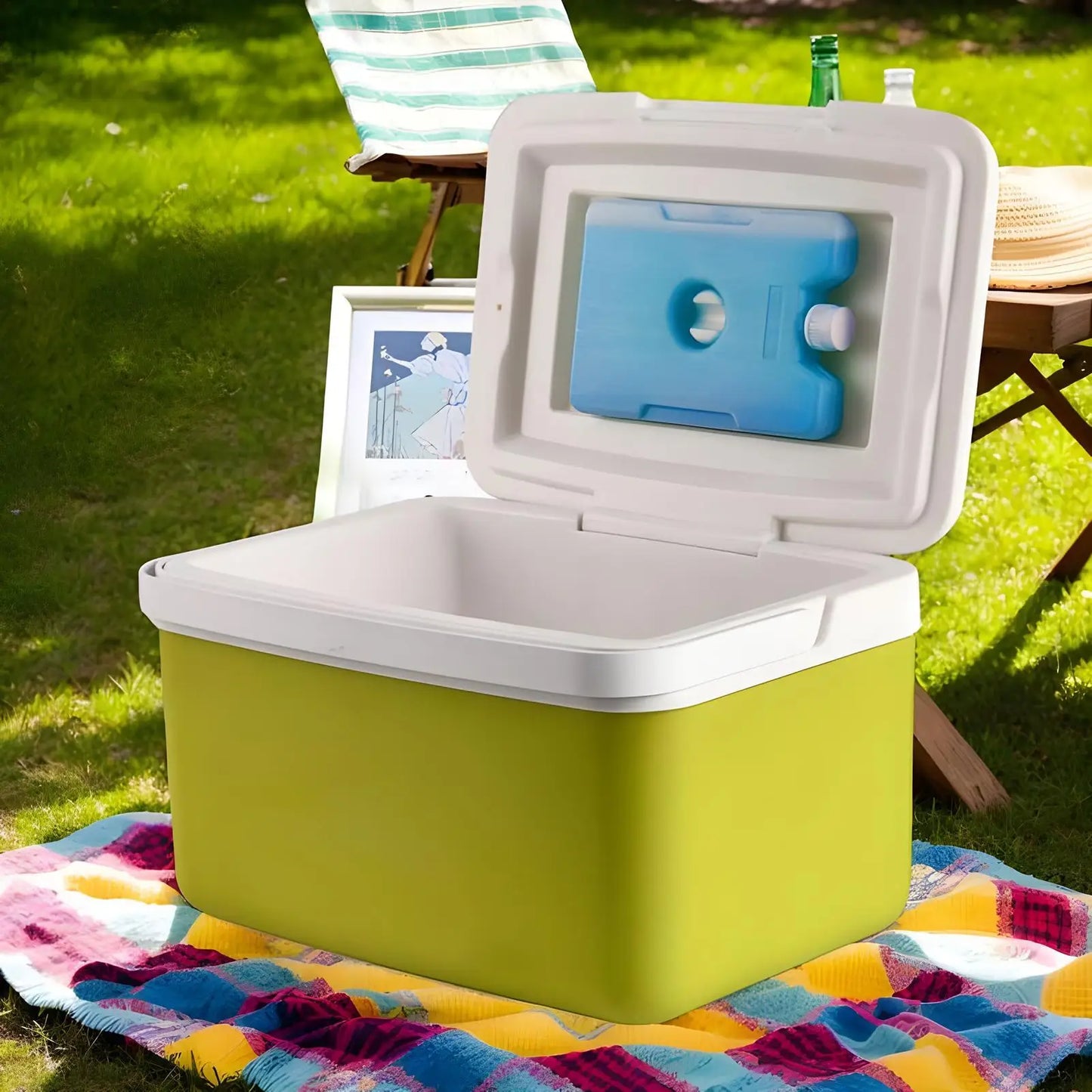 Hard Cooler Road Trip Personal Cooler With Handle 15L Capacity Outdoor Camping Food Beverage Drink Chiller For Beach Picnic Boat