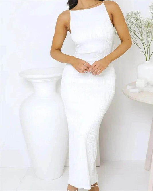 Ruched Sleeveless Long Dress Slim Back Split Party - P12 Hub Europe