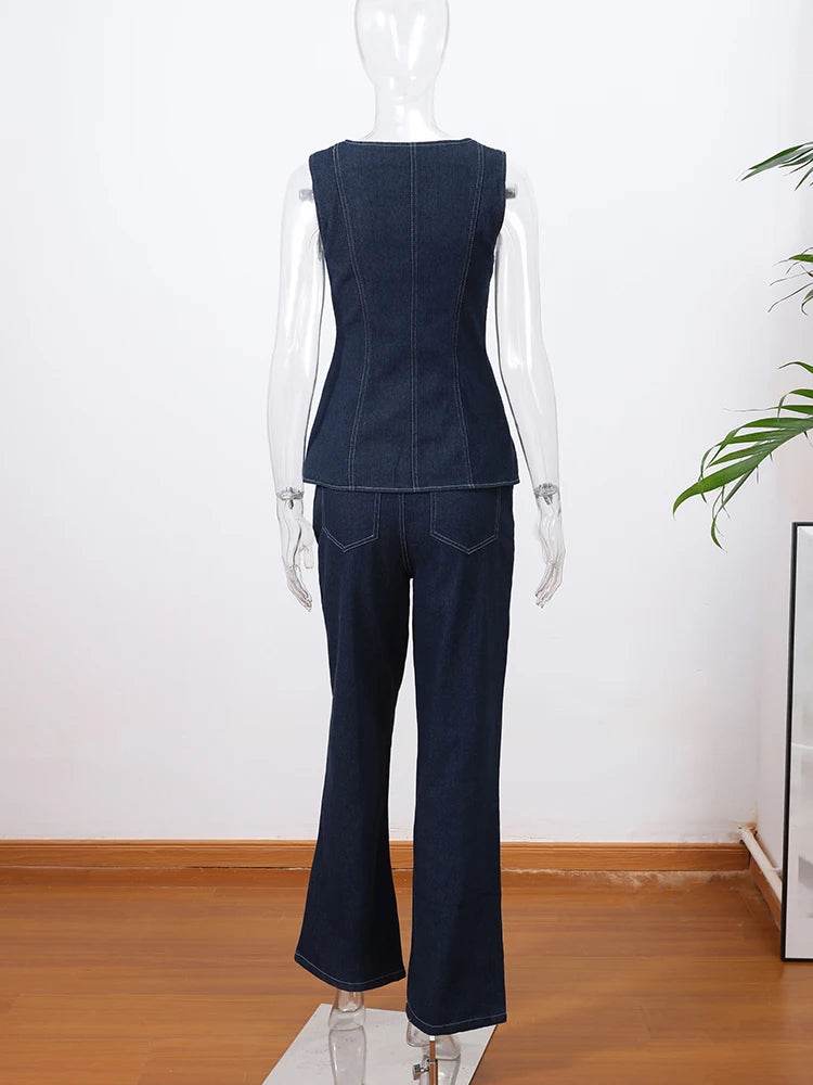 Vintage Denim Crop Top Set - P12 Hub Europe