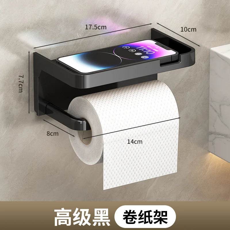 Easy-Install Toilet Paper Holder - Wall-Mounted, No-Punch, Roll Organizer - Bathroom Storage Accessory - P12 Hub Europe