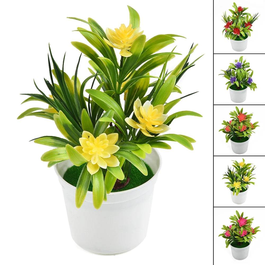 Artificial Flowers Plant Pot Simulate Fake Plastic Flowers Home Office Decor Gift Desktop Bonsai Wedding Party Balcony Ornaments - P12 Hub Europe