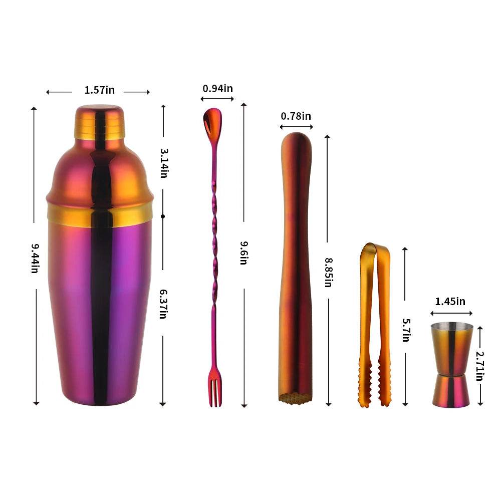 1-8PCS 750Ml Stainless Steel Bar Cocktail Shaker Set Bartender Tools Moijto Muddler Wine Bottle Stopper Cocktail Boston Barware - P12 Hub Europe