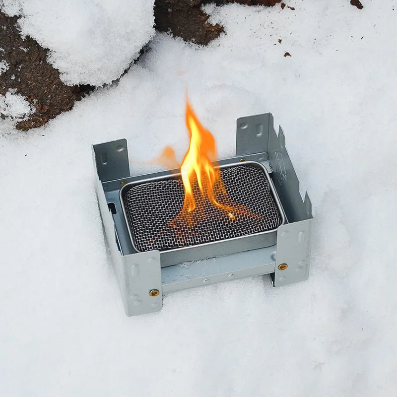 x1 Mini Alcohol Stove Island Stove Fully Burned Outdoors Windproof Outdoor Camping Portable BBQ Trigger Tool Furnace Accessories
