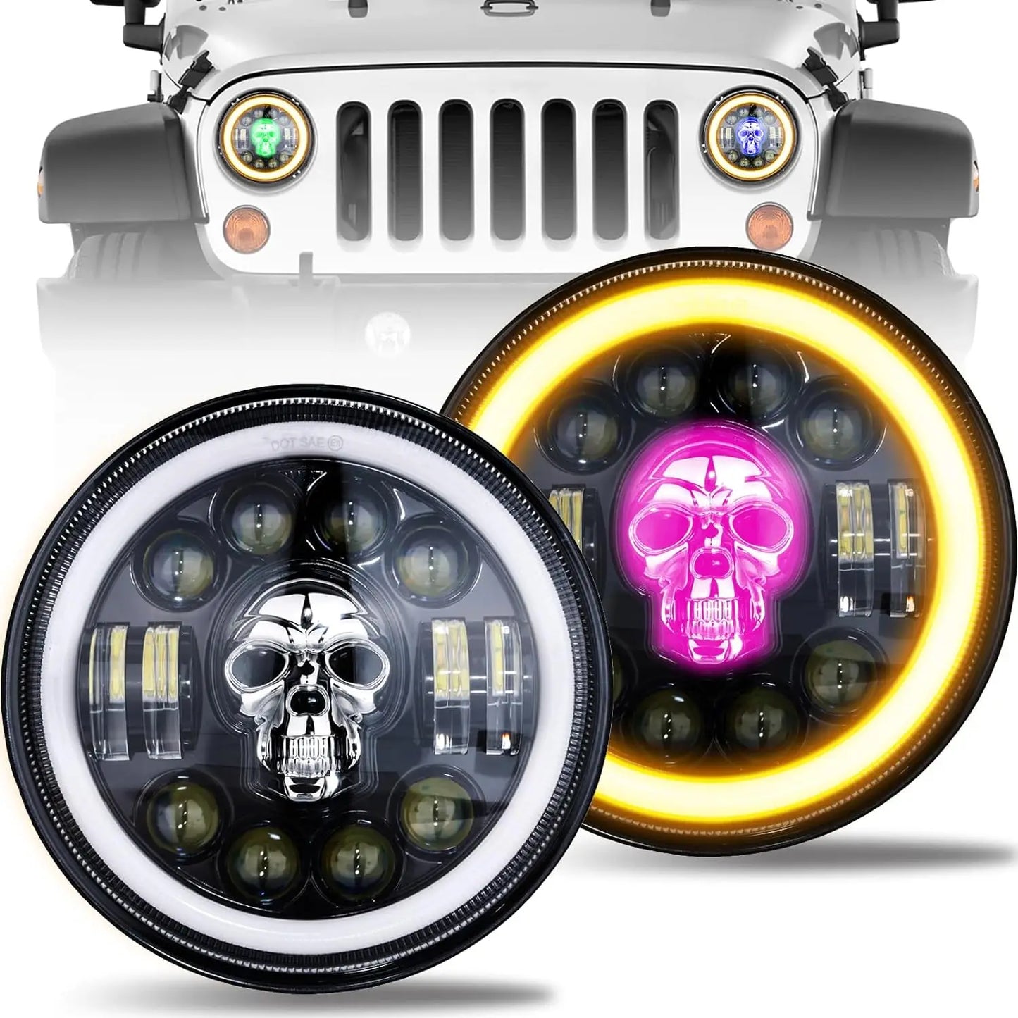 2pcs Universal 7 Inch Led Car Motorcycle Headlight DRL H4 Headlamp For Harley BMW Yamha Honda 7" Headlight