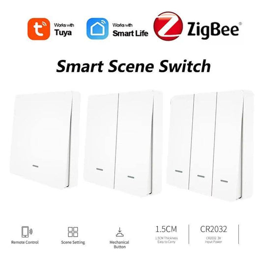 Scene Button Switch Tuya Zigbee | 1/2/3/4 Gang, Smart Life - P12 Hub Europe