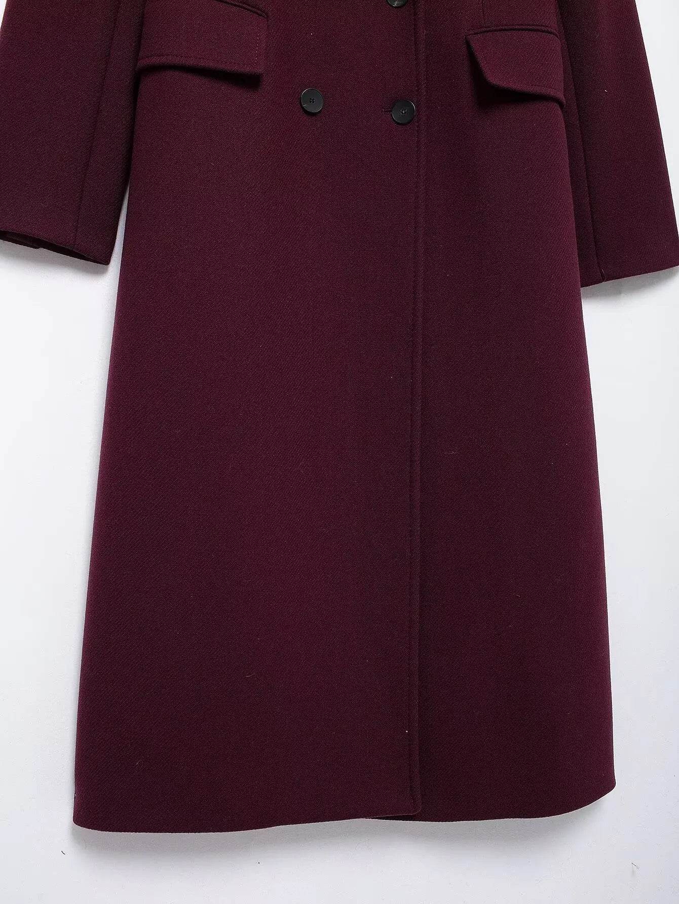 Burgundy Wool Blend Coat - P12 Hub Europe