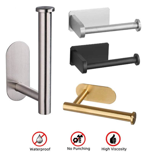 Adhesive Punch-free Toilet Roll Paper Towel Holder Organizer Wall Mount Storage Kitchen Bathroom No Drill Tissue Dispenser - P12 Hub Europe