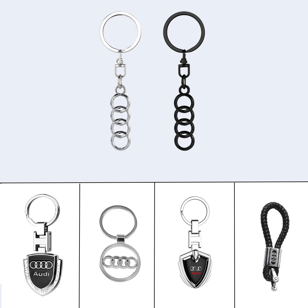 3D Metal/Leather Car Logo Key Chain Keyring Auto Interiors Accessories For Audi Sline A1 A2 A3 A4 A4L A5 A6 A7 A8 A8L TT Q1 Q2