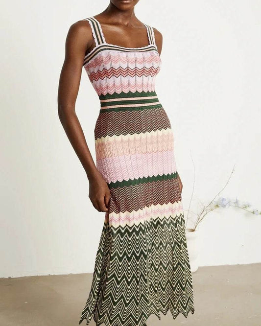 African Knitted Maxi Dress - Boho Vacation & Vintage Style - P12 Hub Europe
