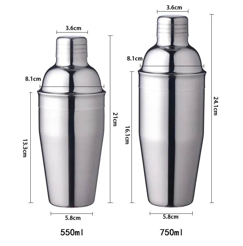 1Pcs 250/350/550/750ml Stainless Steel Cocktail Shaker Cocktail Mixer Wine Martini Drinking Boston Style Shaker Party Bar Tools - P12 Hub Europe