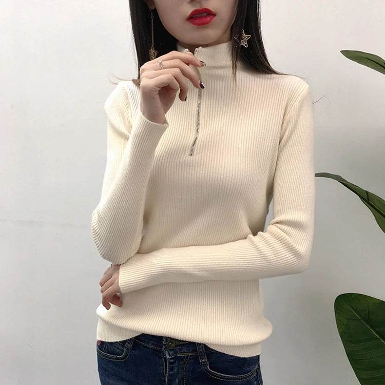 Women's Zipper Half-Neck Sweater - P12 Hub Europe