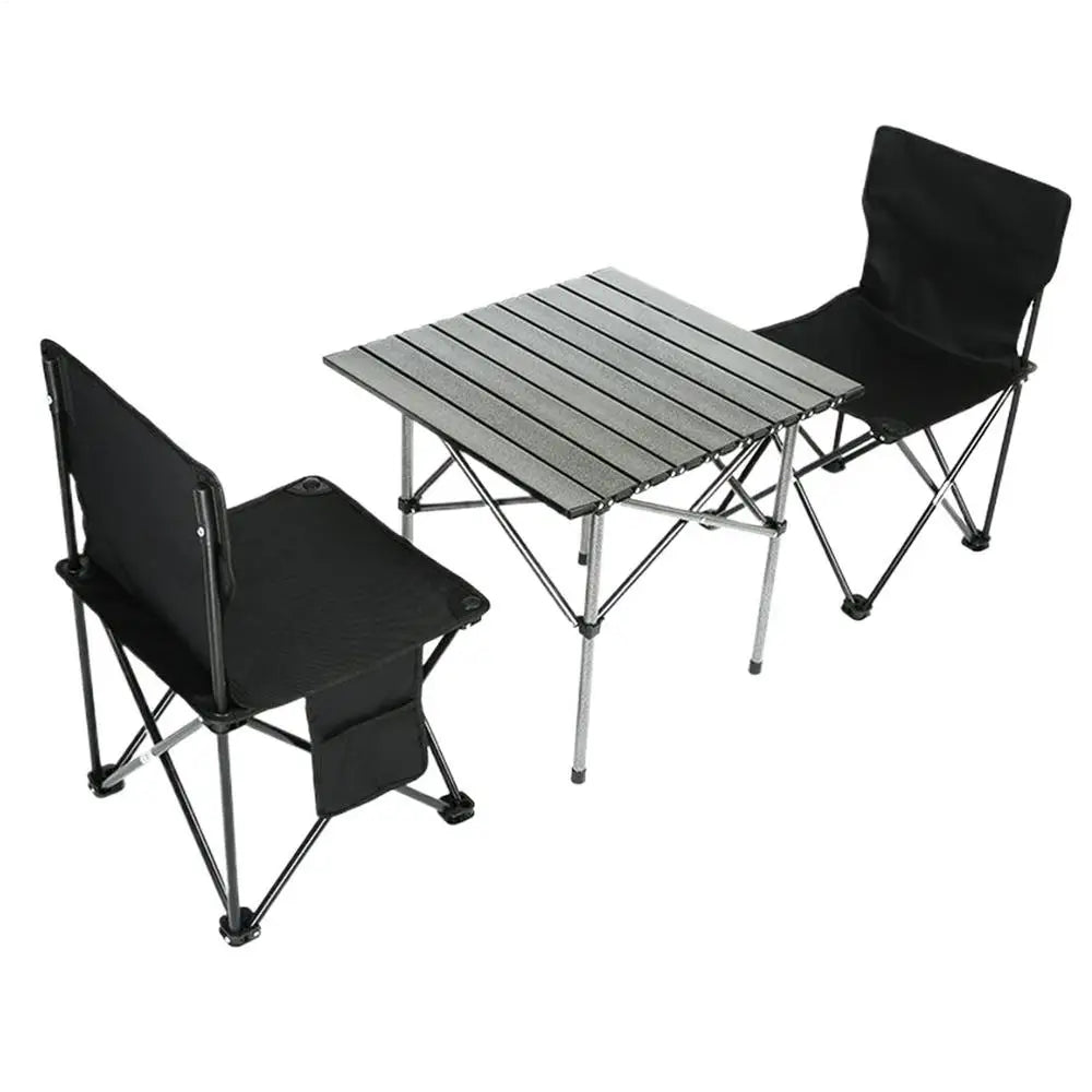 3pcs/set Folding Camping Table Set With 2 Chairs Folding Picnic Table Oxford Fabric Stools Waterproof Egg Roll Table For Camping