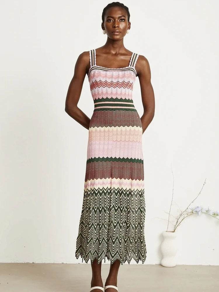 African Knitted Maxi Dress - Boho Vacation & Vintage Style - P12 Hub Europe