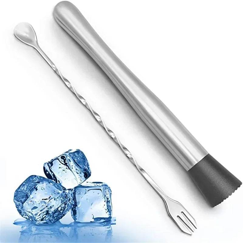 8 Inch Cocktail Muddler and Mixing Spoon, Stainless Steel Cocktail Muddler Home Bar Bartender Tool Barware Set - P12 Hub Europe