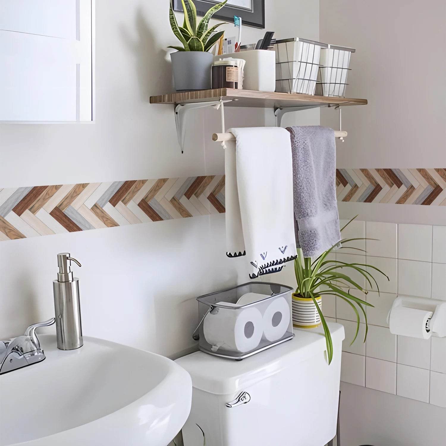 41 Styles Baseboard Stickers Waterproof Peel & Stick Waistline Wall Sticker Floor Border Sticker For Kitchen Bathroom 10x200cm - P12 Hub Europe