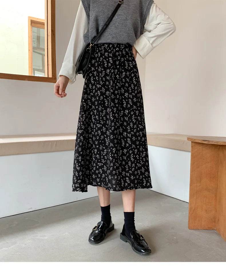 Women's Vintage Floral Midi Skirt - P12 Hub Europe