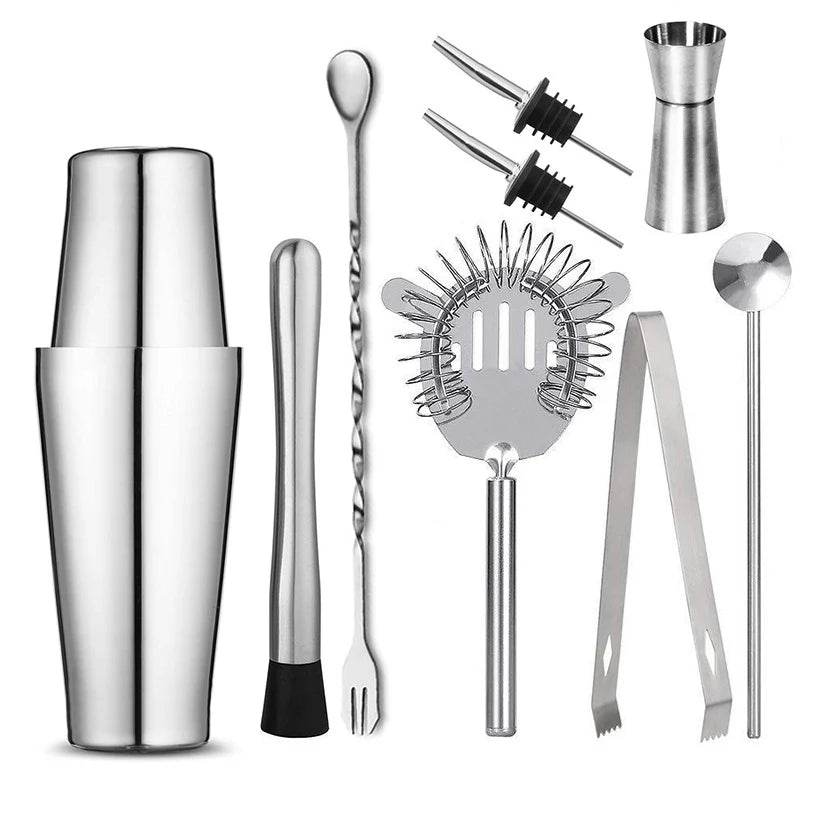 1/6/9/11pcs Boston Shaker Professional Stainless Steel Bartender Wine Cup Cocktail Mixer Martini Cocktail Shaker Bar Set - P12 Hub Europe