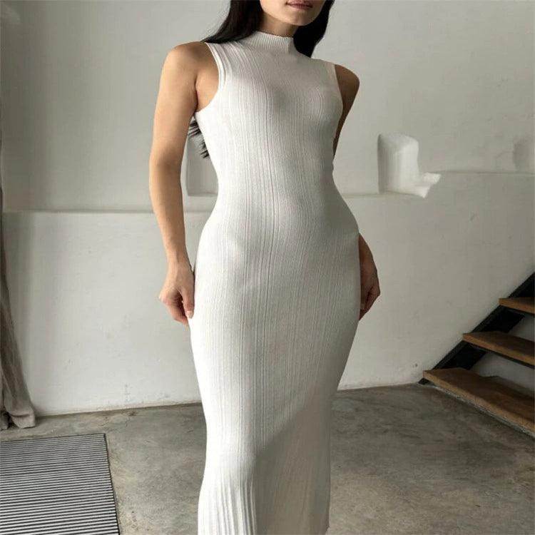Sleeveless Turtleneck Knit Long Dress Slim Elegant - P12 Hub Europe