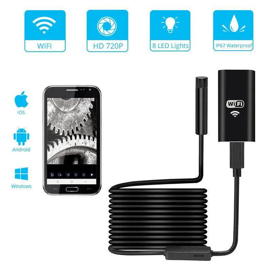 Endoscope 8mm 720P WiFi 8 LED, IP67, iOS/Android/PC, 2-5cm Focus - P12 Hub Europe