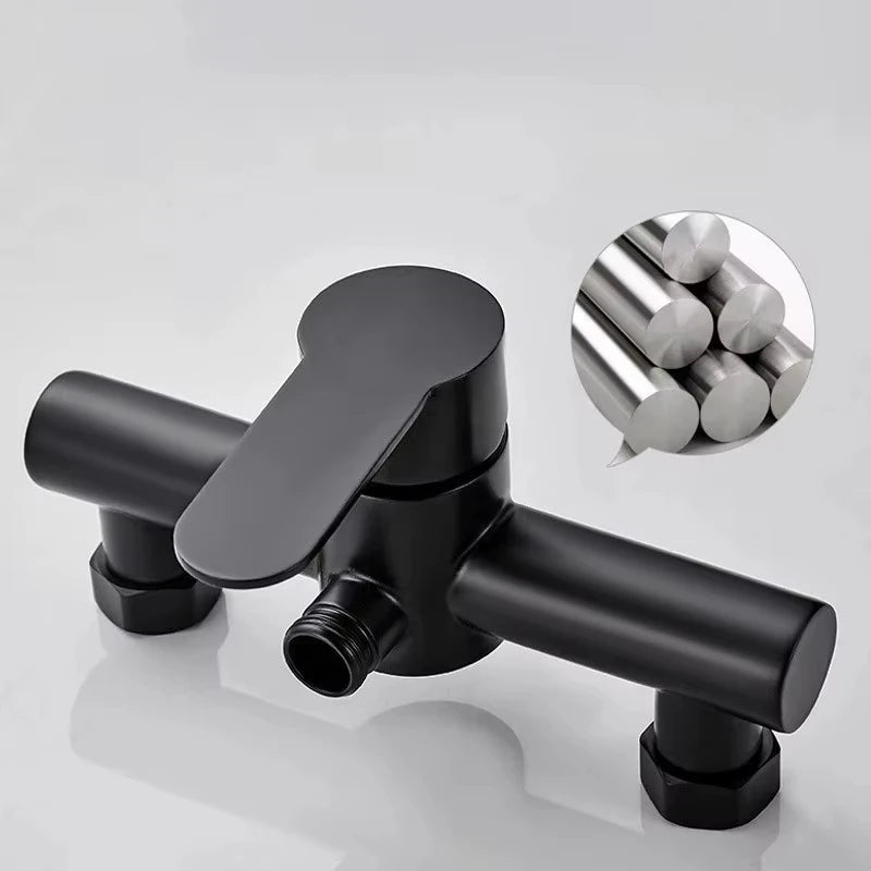 304 Stainless Steel Bathroom Shower Faucet Wall Mounted Triple Tub Faucet Hot and Cold Water Mixing Valve Faucet with G1/2 Inch
