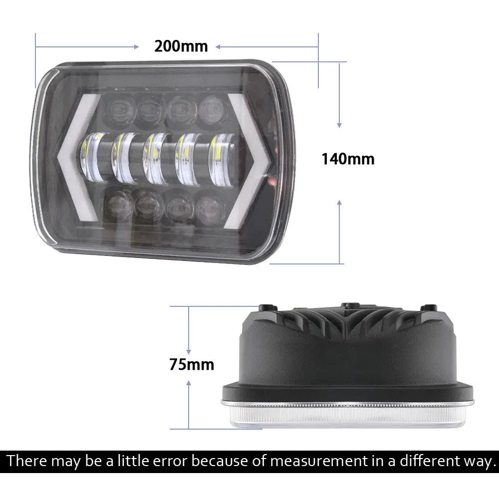 7x6'' 5X7 Inch Led Headlight Square Hi-Lo Beam Halo For Jeep Cherokee XJ Wrangler YJ Motorcycle Car Off-road Truck H6054 H5054