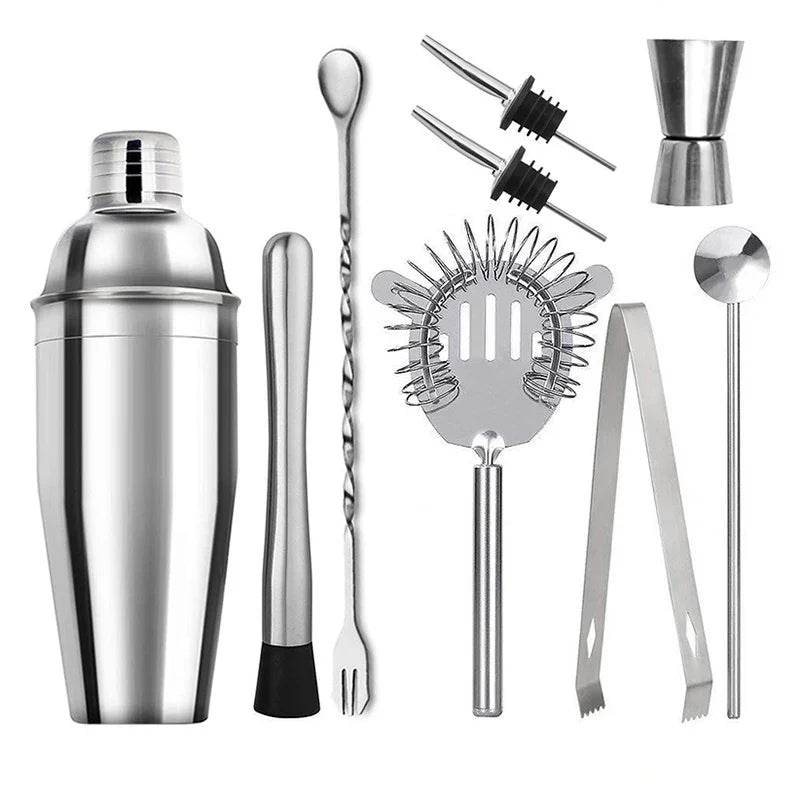 1/3/6/9/11pcs Cocktail Shaker Set Stainless Steel Bartender Kit Cocktail Mixer Wine Martini Boston Shaker Party Bar Tools - P12 Hub Europe