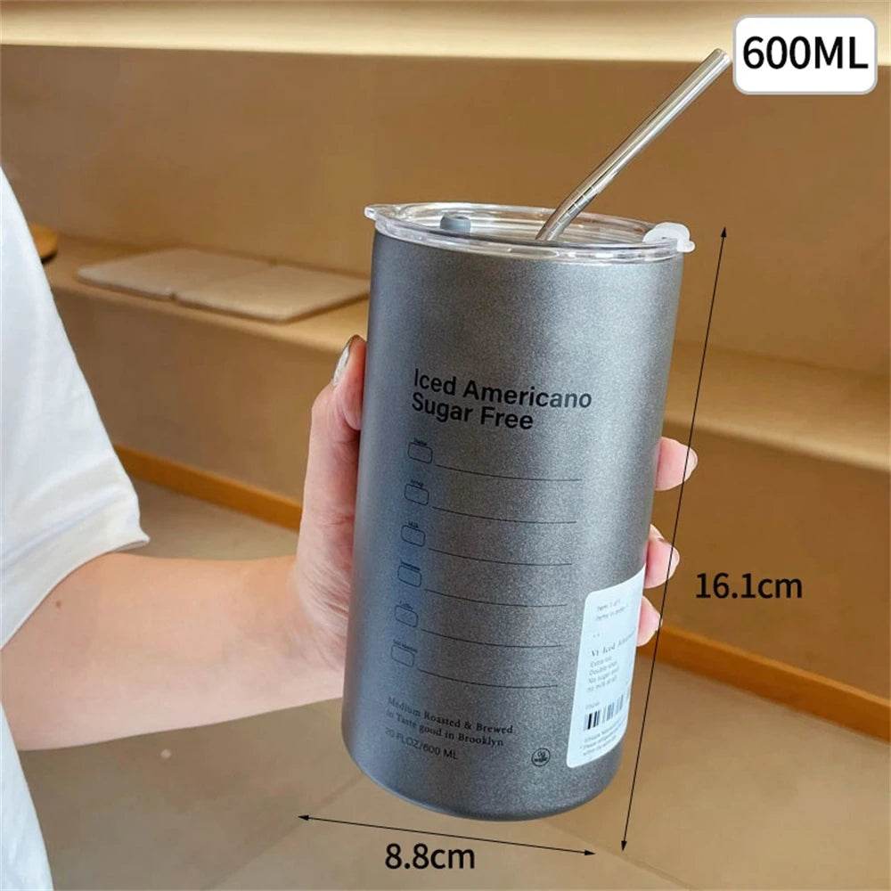 600ml Stainless Steel Thermos with Straw - P12 Hub Europe