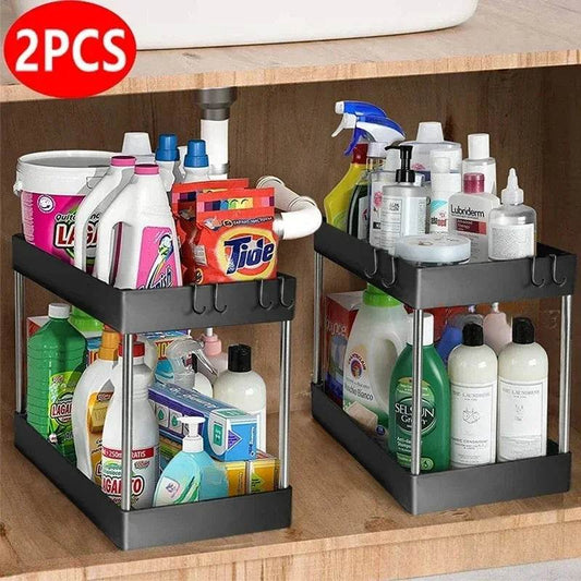 12 Pcs Under Sink Storage Organizer 2 Tier Drawer -