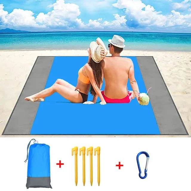 2x2.1m Waterproof Pocket Beach Mat Blanket Folding Camping Mattress Portable Lightweight Mat Outdoor Picnic Mat Sand Beach Towel - P12 Hub Europe