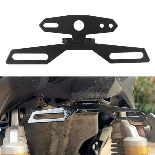 Motorcycle License Plate Bracket Taillight Mount Support Folding Number Plate Frame Holder Mount Universal Motorbike Accessories