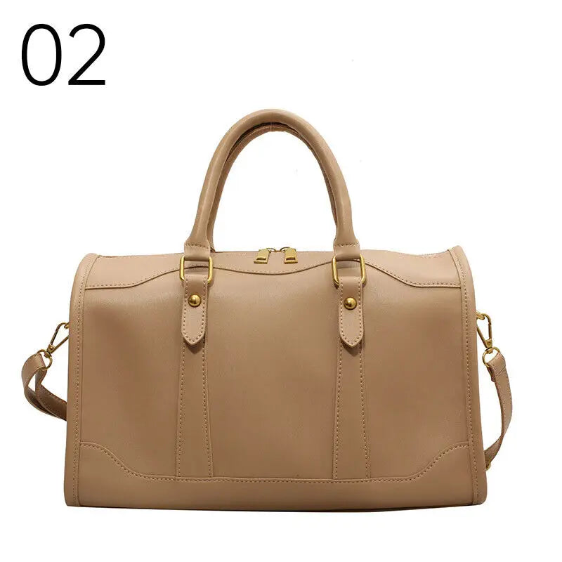 Large Capacity Tote Handle Bags Women Solid Artificial Leather Fashion Boston Crossbodybag Ladies Simple Travel Shoulder Bag