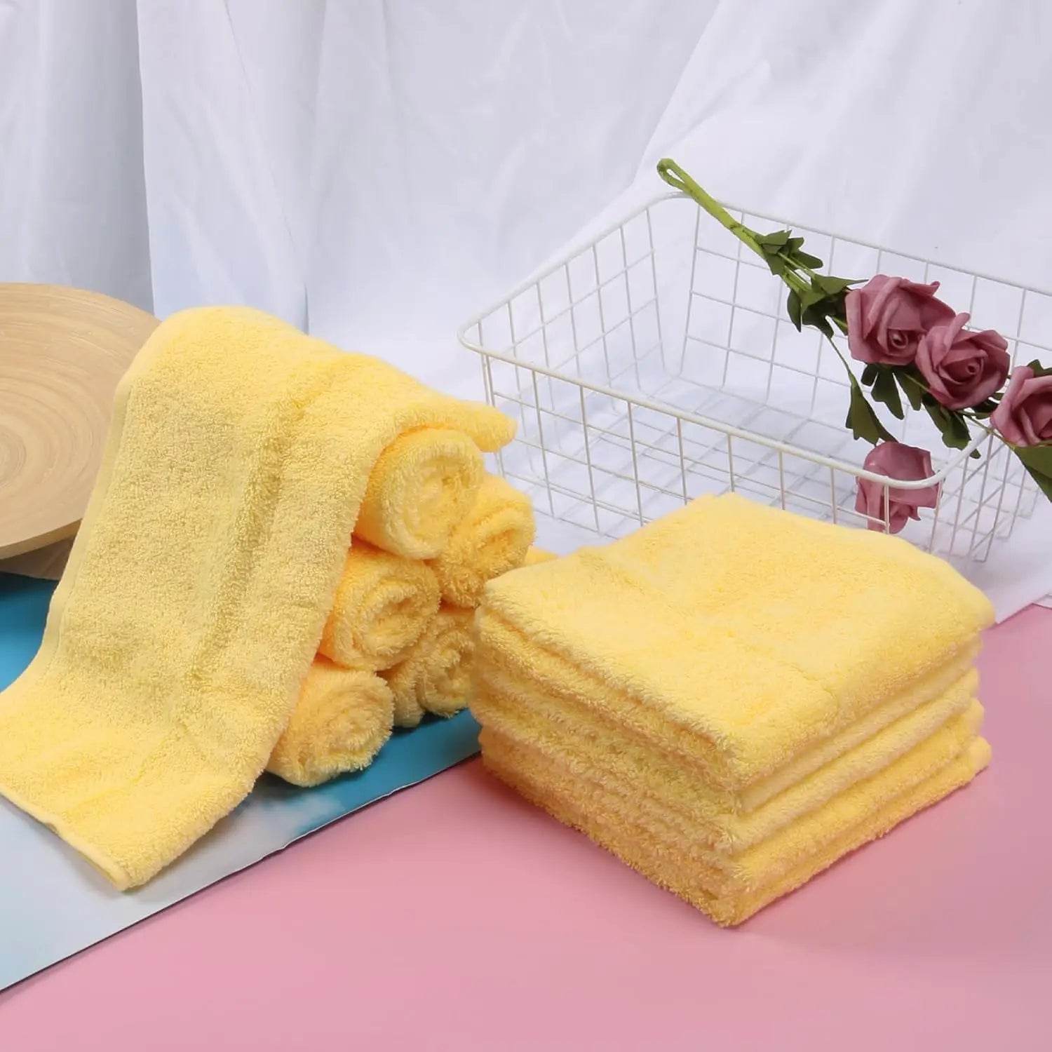 SEMAXE 12 Pcs Bulk Washcloths 100% Catton [550GSM] Solid Towels for Home/Spa- Fast Absorbing Face/Hand Towels with Hanging Loop - P12 Hub Europe