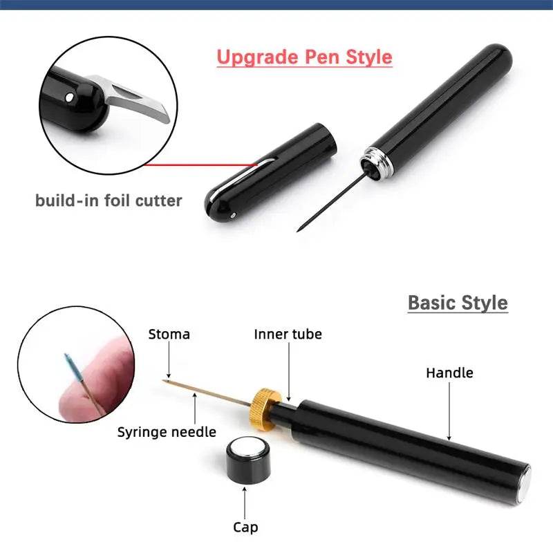 1Pc Black Stainless Steel Wine Air Pressure Corkscrew Cork Remover Air Pump Wine Bottle Opener Safety Portable Wine Corkscrew - P12 Hub Europe